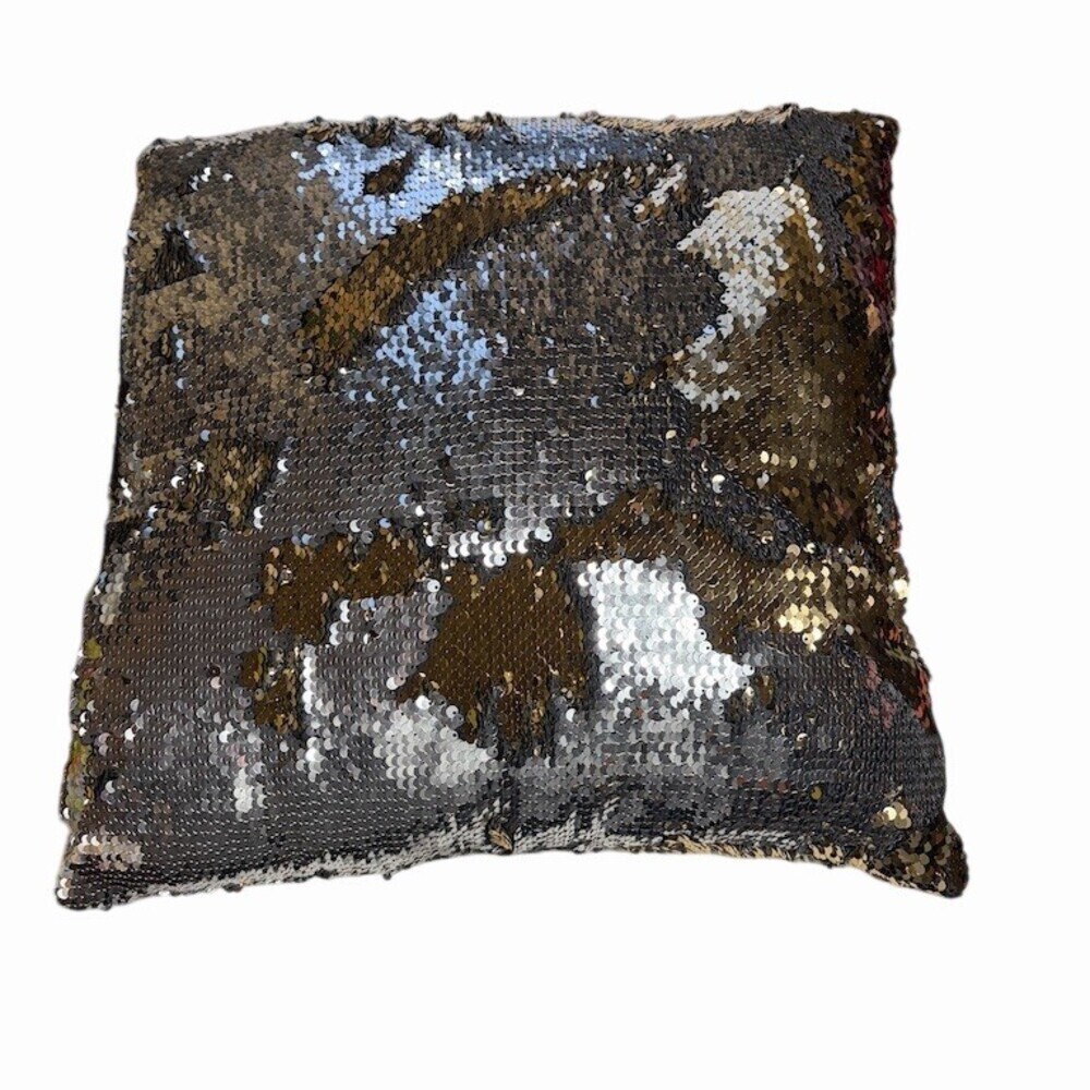 Reversible Flip Sequin Decorative Throw Pillow Cover Gold Glam Square OS